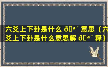 六爻上下卦是什么 🪴 意思（六爻上下卦是什么意思解 🪴 释）